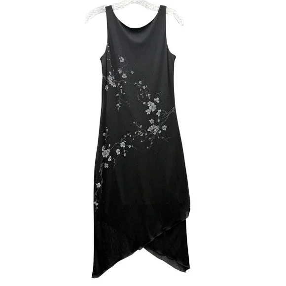 I.N. San Francisco Y2K Black Floral Fairycore Indie Midi Dress Elegant S - Picture 1 of 6